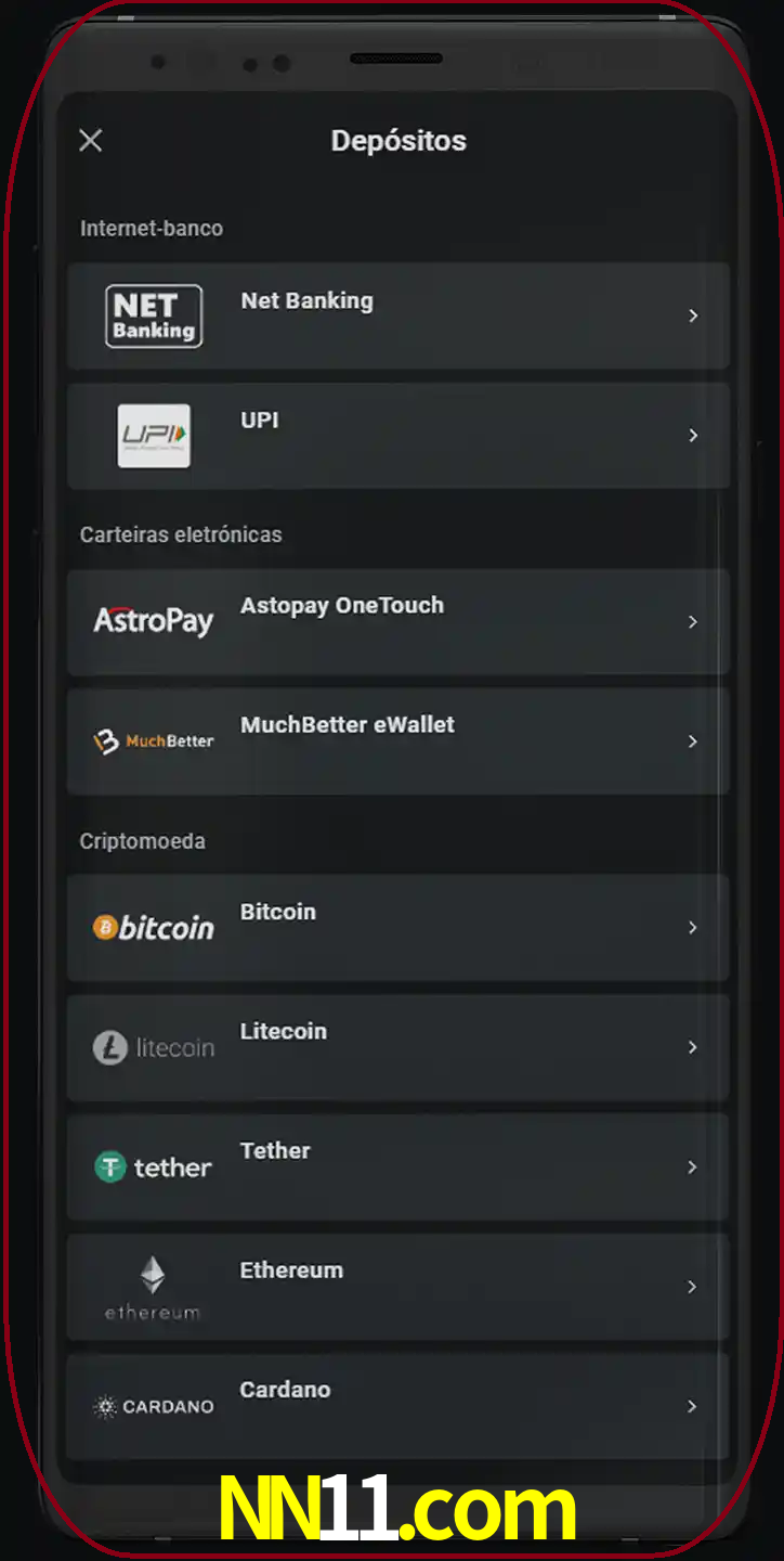 Você pode usar métodos alternativos de depósito.